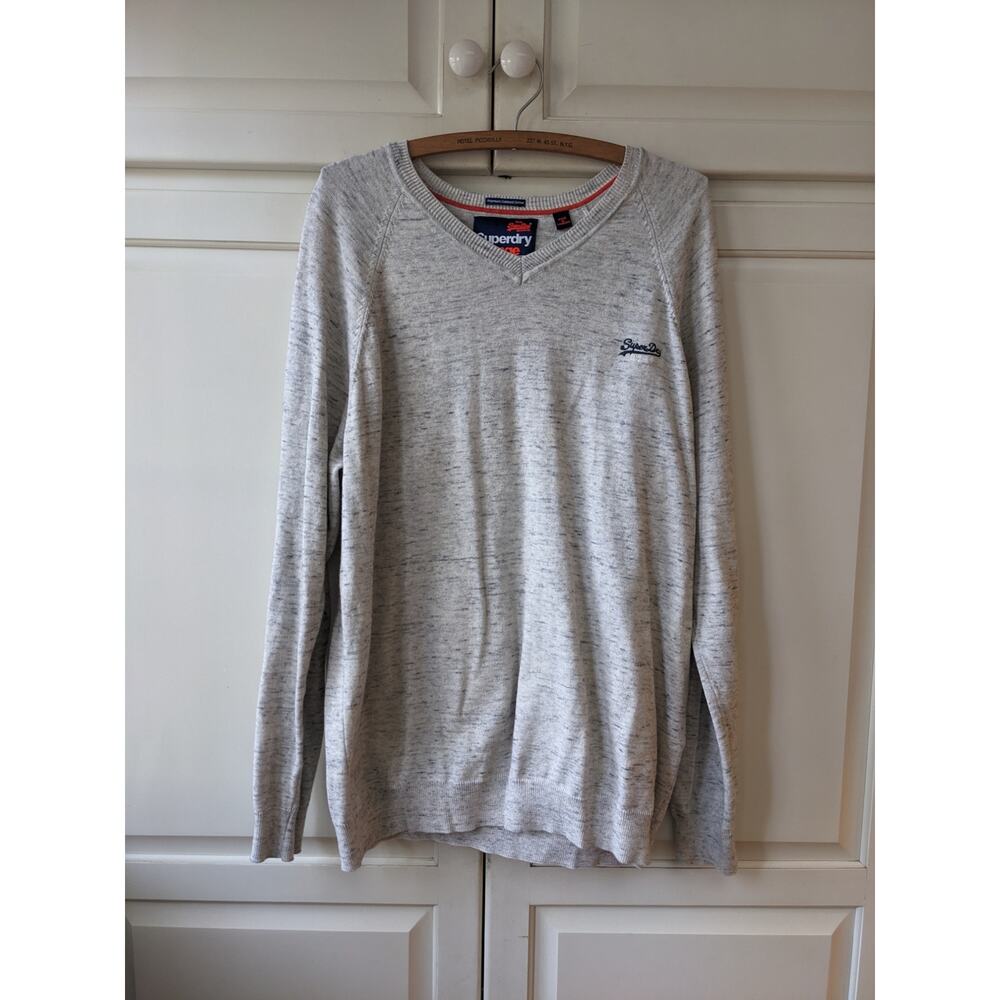 Superdry Orange Label Casual Knit Sweater Long Sleeve Crew Neck Cotton Sz XL EUC